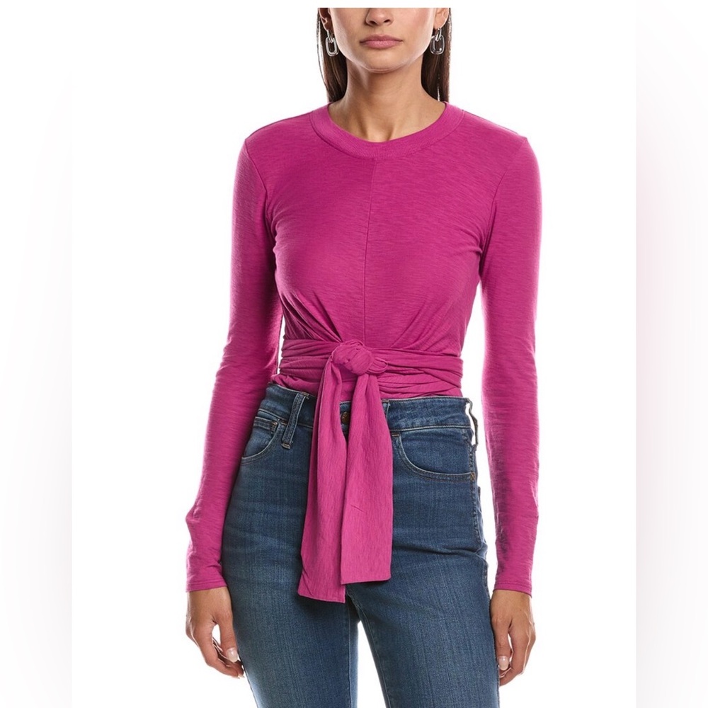 NATION LTD Este Twisted Wrap Top In Pink/Purple
